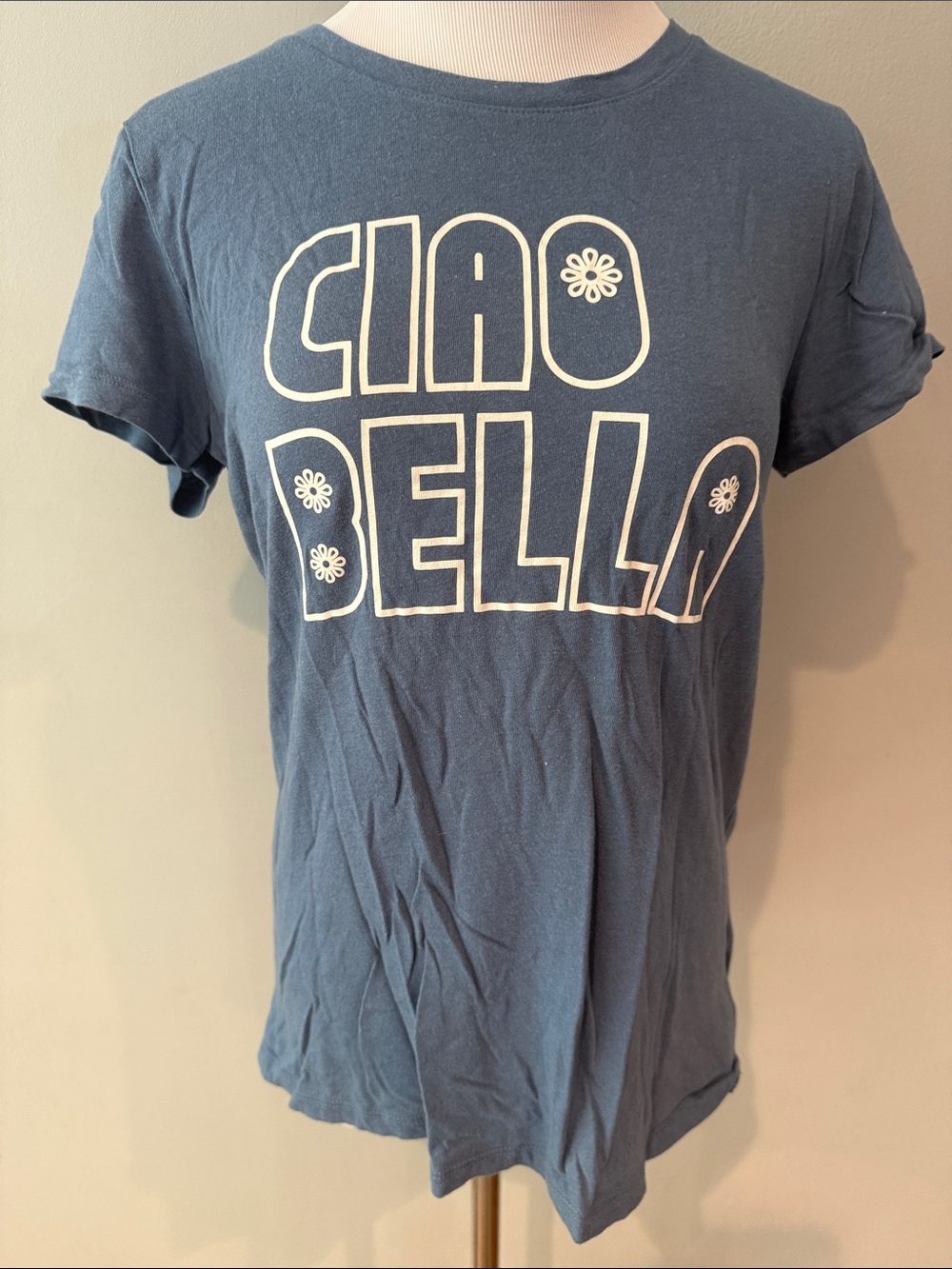 Gap Ciao Bella Graphic Tee - Slate Blue- Medium